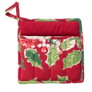 April CORNELL Potholder w/Towel Pouch Jolly Holly